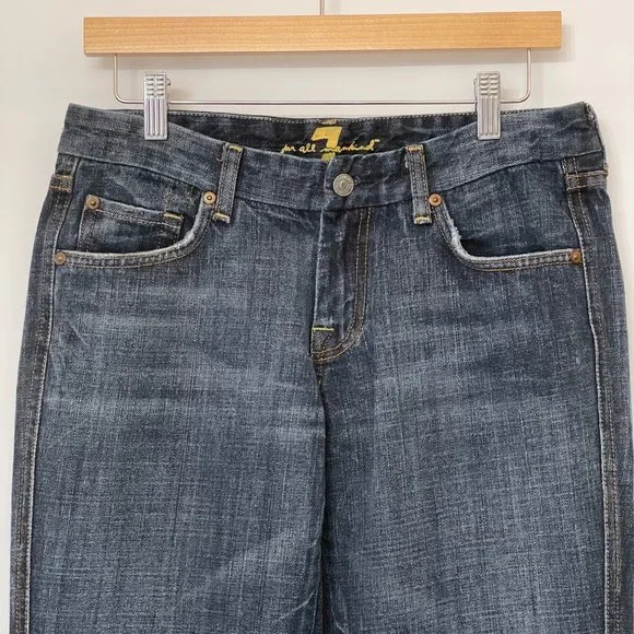 7 For All Mankind Womens 30 A Pocket Bootcut Flare Denim Jeans Low Rise USA Made - Picture 3 of 16